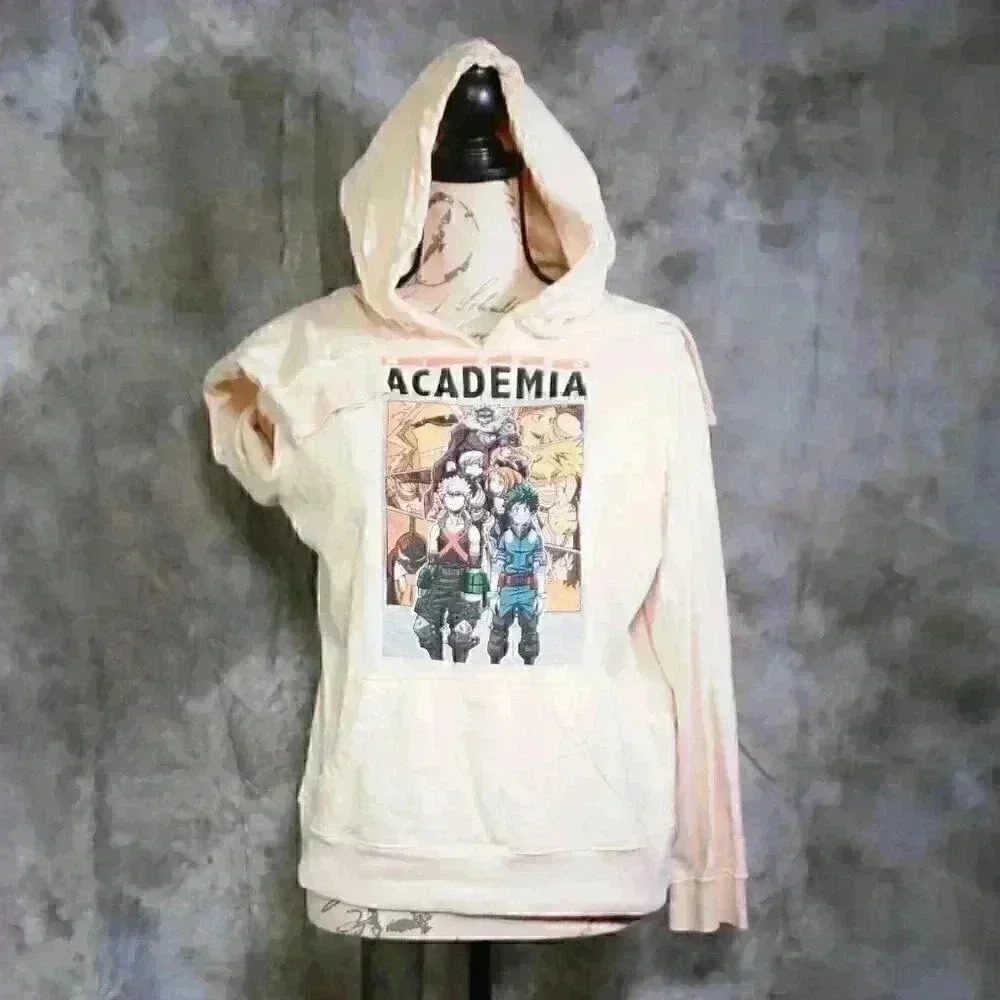 My Hero Academia yellow hooded sweatshirt size M elasticized cuffs and waist kan